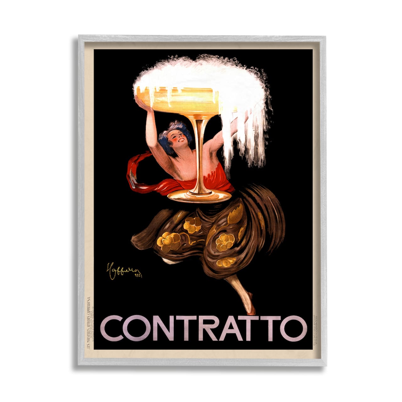 Stupell Industries Vintage Vermouth Cocktail Illustrative Advertisement Contratto in Gray Frame Wall Art